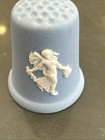Vintage Collectible Wedgwood Jasperware Blue Thimble Maiden Floral England 