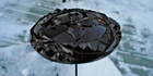 Antique French Jet Trefoil Hatpin Victorian Mourning Molded Black Glass 10 