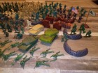 Vintage Lot 190 Green Tan Gray Army Men Tank  Blue Box Sam Francisco Toy Makers