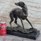 Signed Villanis Strong Greyhound Bronze Sculpture Marble Base Statue Figurine Nr