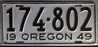 Oregon 1949 License Plates Original