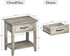 Grey Nightstand End Table Bedside Table For Bedroom With Drawer   Storage Shelf
