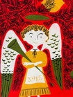 835 Tamis Keefe Angel Christmas Tree Ornaments Small Kitchen Cocktail Towel Red