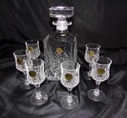 Royal Heavy Crystal Rock Italy Whisky Liquor Bottle With 6 Crystal Shot Glasses