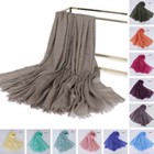 Women Cotton Scarf Soft Muslim Hijab Scarves Headwraps Plain Solid Color Muffler