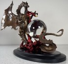 Franklin Mint Bronze Dragon Of Destiny Crystal Ball Statue By Julie Bell  Clean 