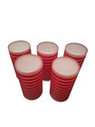 Set Of 5 Red   White Striped Frosted Plastic Tumblers     Retro Mid-century Style