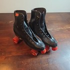 Vintage Chicago Black Roller Skates Size 8 With Red Wheels Red Tag See Photos