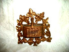 Victorian Gilt Iron Match Safe Striker Double Woven Basket Ivy Leaf Vines