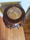 Vintage Chinese Hand Carved Wood Plant Stand With Marble Top 30 5    Tall 1920s 
