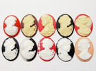 10 Different 40x30mm Beautiful Victorian Grecian Left  right Facing Women Cameos
