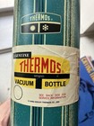 Vintage Thermos King King-seeley Metal 1 Quart Striped Teal Mid Century Design