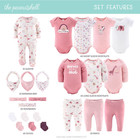 Rainbow Safari Pink 23 Piece 3-6 Months Baby Girl 100  Cotton Layette Gift Set