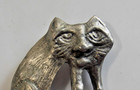 Vintage Signed Don Drumm Artistic Pewter Sitting Cat Brooch Pin 2 3 4 