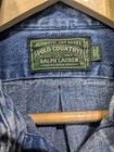 Polo Country Ralph Lauren Denim Shirt Men M Red Pony Vintage     Missing Button
