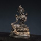 8 3  Antique Tibetan Buddhism Temple Bronze Gilt Green Tara Bodhisattva Statue