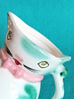Vtg Mcm Lipper   Mann Anthropomorphic Kitty Cat Creamer Pitcher Teal W  Pink Bow