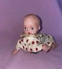 Vintage Wind-up Celluloid Crawling Baby Made Japan Polkadot Pjs