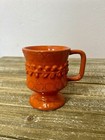 Vintage Mid Century Orange Mug Italian 1970s Boho Footed Based Ceramic Embossed