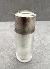 Antique Art Deco Ribbed Glass Atomizer Perfume Bottle Silver Top Push Button 3 