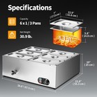 6-pan Commercial Electric Food Warmer Countertop Buffet Bain Marie Steam Table