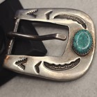 Vintage Navajo Solid Sterling Silver Spiderweb Turquoise Belt Buckle 1960s 70s