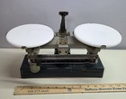 Vintage Dual Porcelain Pan Mechanical Balance Scale Cenco Central Scientific Co