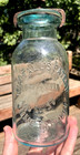 Nice Aqua Millville Atmospheric Quart Fruit Jar W lid   Clamp 1870 s L  k