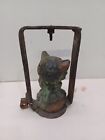 Original Rare Antique Vtg Cast Iron 5 5    Cute Rubber Cat Toy Mold W bracket C3