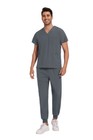 Stretch Medical Nursing Uniform Scrub Set Men V-neck 3-pocket-tops Jogger Pants