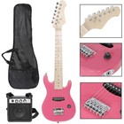 30 Inch Electric Guitar Beginner Starter Kit W 5w Amplifier Gig Bag Strings Pink