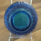 Blenko  632 Starburst Art Glass Ashtray Turquoise Blue 6  Mid Century
