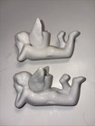 Vintage Pair Of White Ceramic Cherub Taper Candle Holders 2 1 2    X 4 1 2   