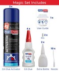 Magic Chems Ca Glue With Activator  4 X 3 5 Oz   2 X 16 9 Fl Oz   Cyanoacryla   