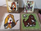 Lot 2 Vintage 1970s Valiant Crafts Latch Hook Rug Kit 7570 7573 Dog Completed 
