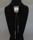 Vintage Zuni Sterling Silver And Inlaid Turquoise Bolo Tie Signed M