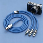 Blue Metallic 3-in-1 Usb-a Charging Cable Micro-usb Usb-c