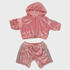 Build A Bear Pink Silver Paw Velour Track Suit Hoodie Pants Teddy Girl Clothes