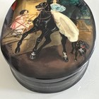 Vintage Fedoskino Karl Briullov Hand Painted Lacquer Box Horseback Women 