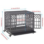 38  Heavy Duty Dog Crate Strong Metal Pet Kennel Playpen With Two Prevent Esc   