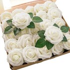 25pcs Artificial Roses With Stems - Diy Wedding Bouquets Party Decor Opp Bag