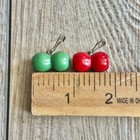 Vintage Wooden Buttons Clips Metal Shank Lot Of 7 Painted Red   Green