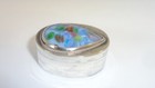 Vintage Sterling Silver Art Glass Mexico Pachuca Hgo Pill Box