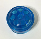 Vintage Blue Glass Flower Frog 8 Hole 2 25  Round Dome Center Iridescent