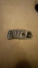 Silver Tone Metal Engraved Gambling Casino Spade Western Belt Buckle