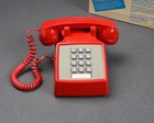Vintage Red At t  Touch Tone Desk Phone 2500dmg  bell Systems  Western Electric 