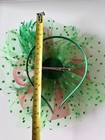 Red green Feather Mesh Fascinator Hat Clip band Wedding Tea Cocktail Party