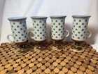 Vintage Otagiri Irish Footed Coffee Mugs Shamrock Green Clovers 