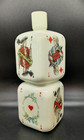 1890-1910 Figural Milk Glass Dice Bottle W  Playing Card Design - Blown In Mold
