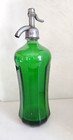 Antique Art Deco Ribbed Emerald Green Glass Seltzer Bottle